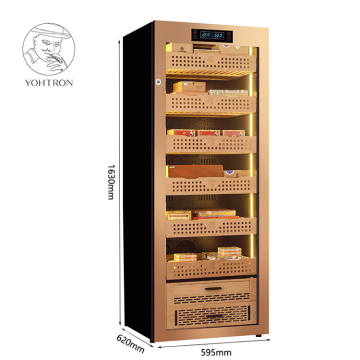 Yohtron Large Capacity Golden Frame WiFi Function Cigar Humidor Cabinet