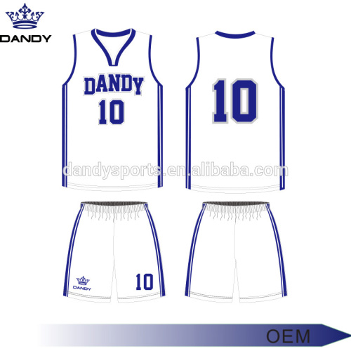 Ropa de baloncesto personalizada de corte y costura en blanco