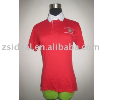 ladies' 100%cotton embroidered Rugby shirt(P08004)