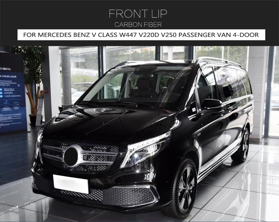 2PCS Carbon Fiber V250 Front Lip for Mercedes Benz V class W447 V220d Vito Passenger Van 4-Door 2020-2021