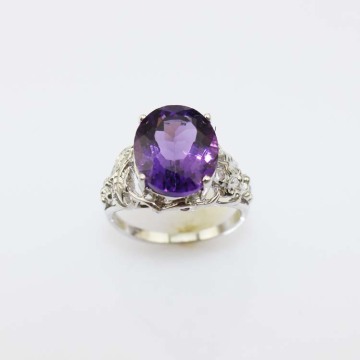 Gemstone Silver Jewelry Purple Clear Cubic Zircon Ring