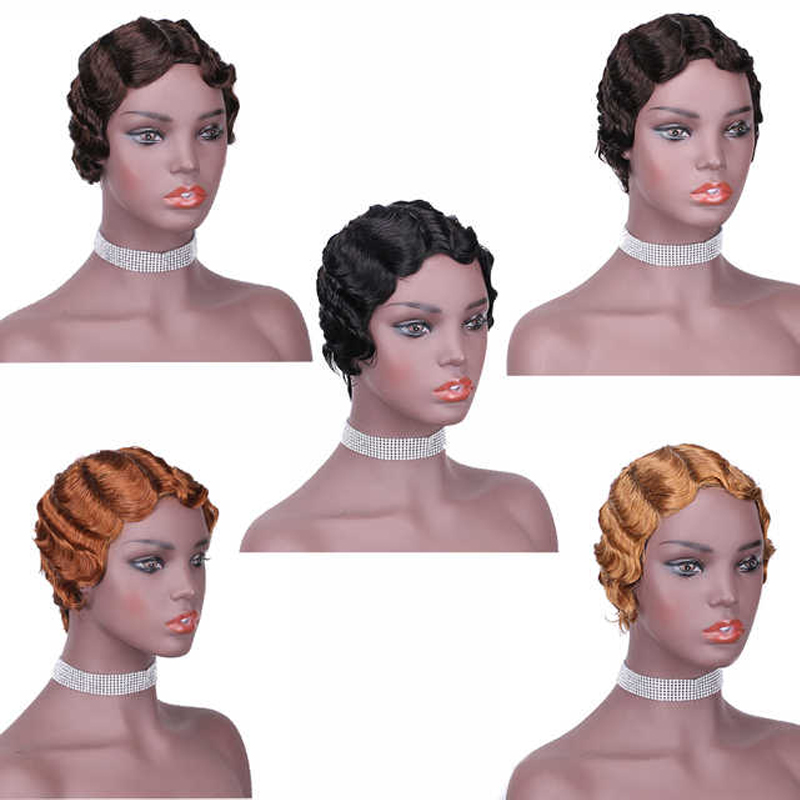 Human Hair Pixie Cut Machine Made Wigs With Baby Hair Brazilian short Hair Wigs