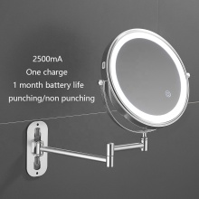 8 Inch LED Light Hotel Bathroom Wall-Mounted Magnifying Makeup Mirror - Two Sides