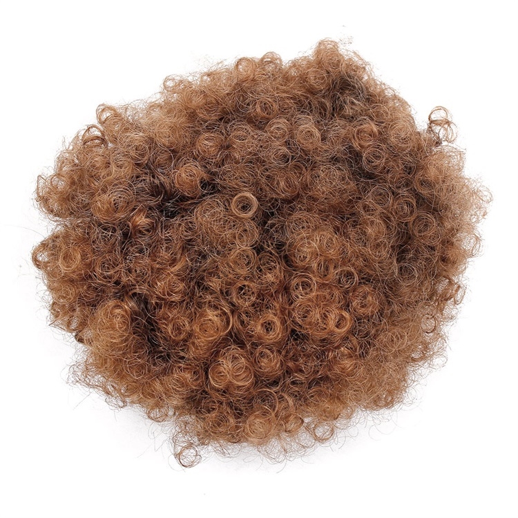 Vigorous Blonde Curly Chignon Afro Natural Bun Hairpiece Puff Drawstring Ponytail Extensions Synthetic Hair Bun for Women