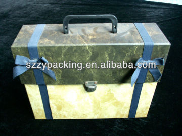 paper antique suitcase box with handle