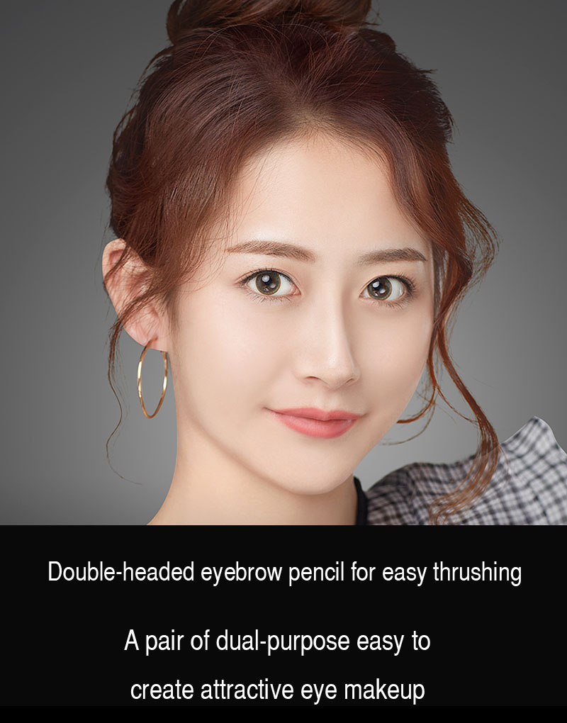 Double-headed eyebrow pencil easy thrushing easy to create attractive eye makeup Soft triangular tip eyebrow brush
