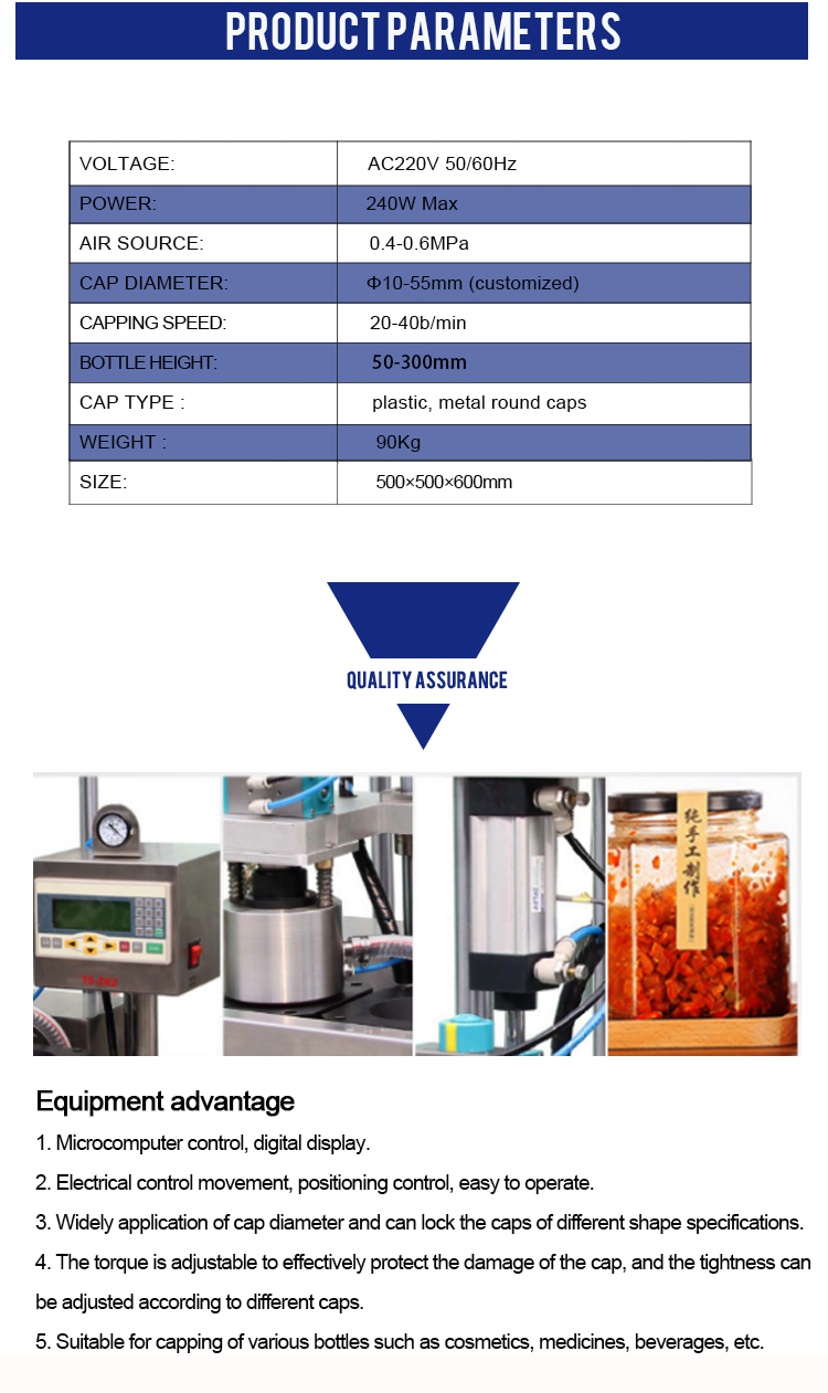 High quality semi automatic glass jars / twist off cap vacuum capping machine