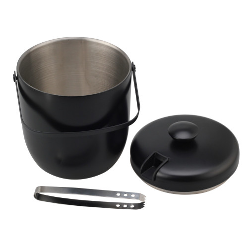 stainless steel ice bucket with ice tong