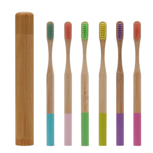 Toothbrush de bambu natural do curso adulto do punho redondo