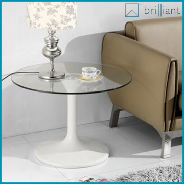 SJ-107 round glass coffee table ottoman