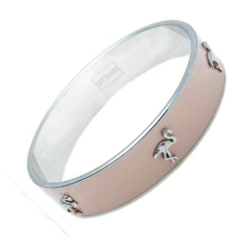 Little white crane decorated silver bangles