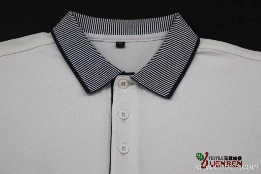 95 % Cotton 5 % Spandex Solid PK with Jacquard Collar Shirt