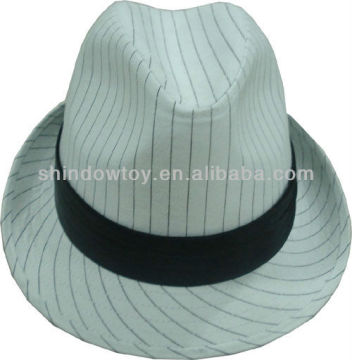 White Fashion Fedora trilby hat. Cotton / polyester fedora hat