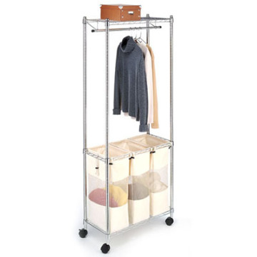 Hanging folding shelf laundry cart hamper