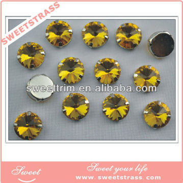 sew on glass with claw setting