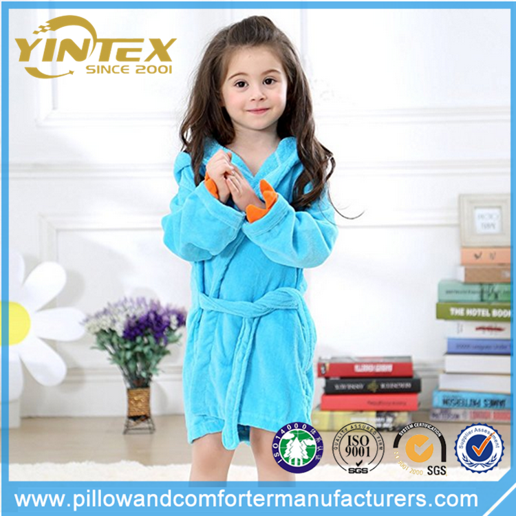 Girls Robe, Kids Plush Shawl Fleece Bathrobe