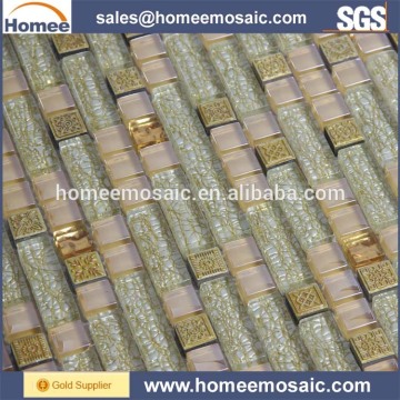 gold color glass resin blend mosaic for hotel lobby wall tile