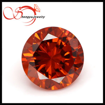 Colored cz stones round shape orange zirconia stones for jewelry