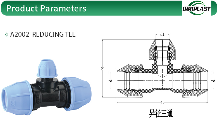 irrigation pp fittings 90 degree reducing tee for water supply