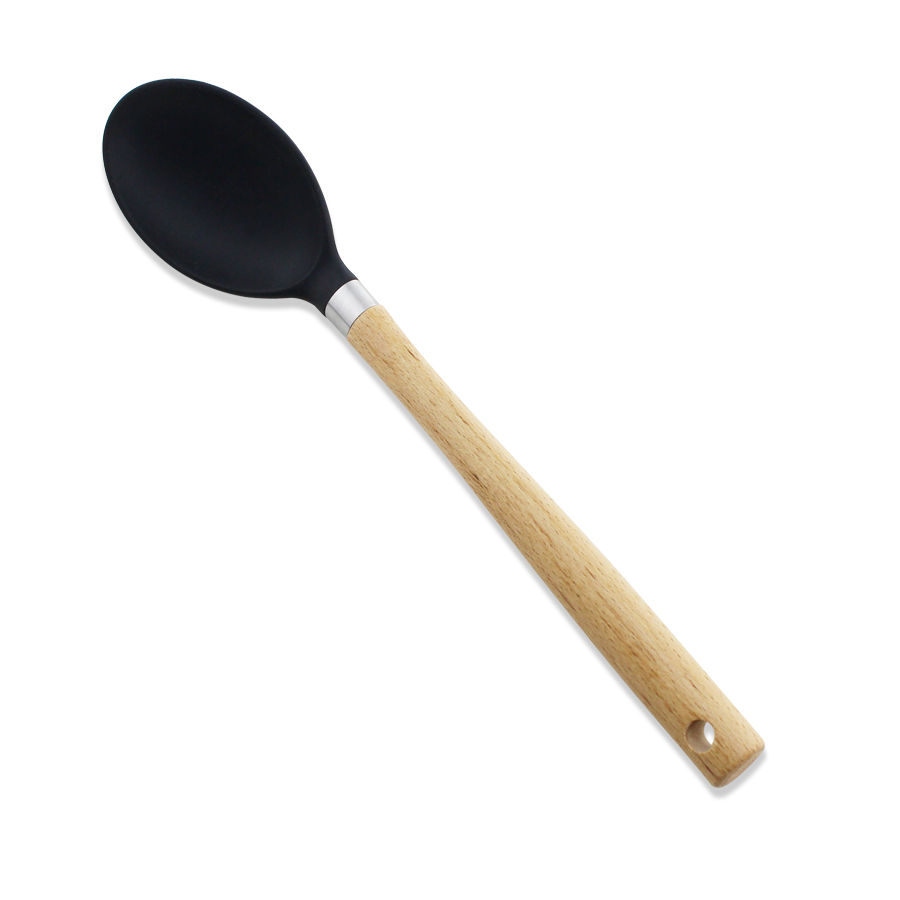 Utensili da cucina in silicone 6 pezzi con manico in legno