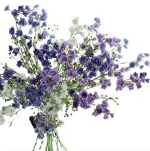 High Quality 3 Branches Latex Real Touch Artificial Small Delphinium for Sale