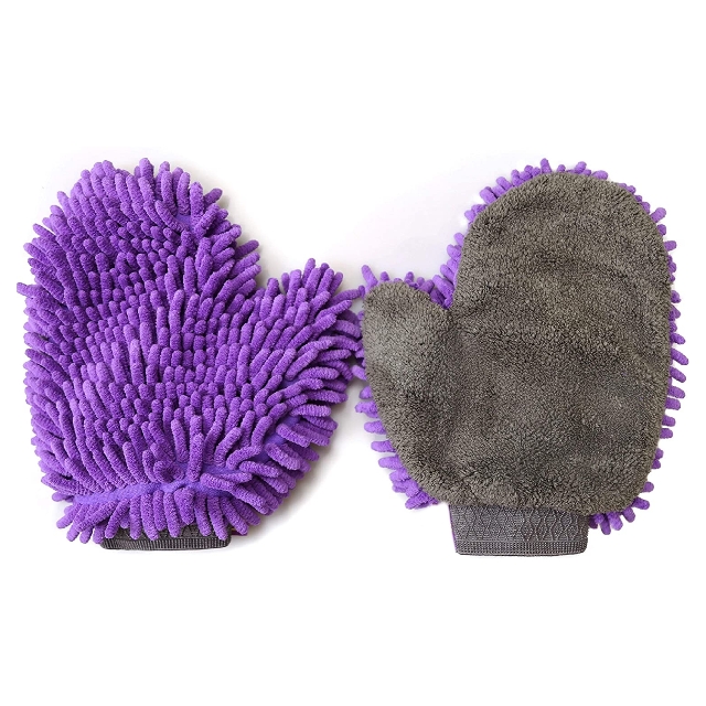 pet towel glove ultra absorbent chenille coral fleece material - great for drying dog or cat fur after bath