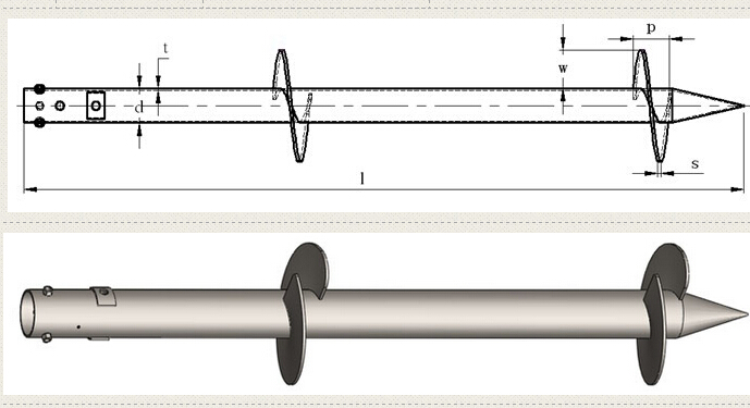 ground screw pile without flange