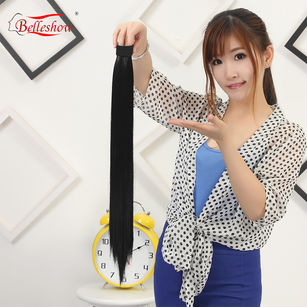 Hot sell clip on ponytail straight synthetic hair extension easy ponytail hairstyles best clip in hair extensions