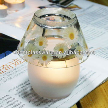 frosted glass candle holder with lampshade