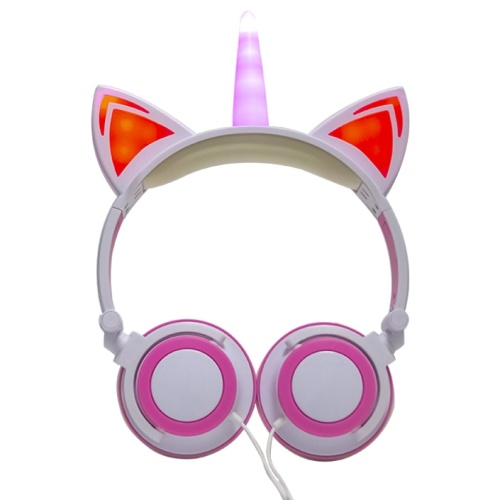 귀여운 유니콘 고양이 귀 조명 헤드폰 키즈 헤드폰