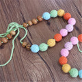 Muticolor Design Crochet Wood Beads Kalung