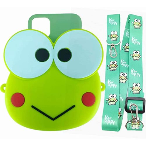 Frog Green Wallet Coin Purse with Shoulder Strap