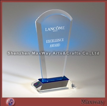 Transparent Fan-shaped Bevel Polished Acryl/Plexiglass Trophy/Pressie with Logo