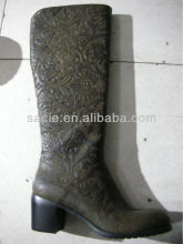 Ladies Women Middle Heel Tree Pattern Dark Green Winter Boot