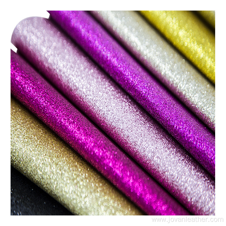 Biodegradable Smooth chunky glitter PU faux leather fabrics