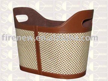 faux leather storage basket