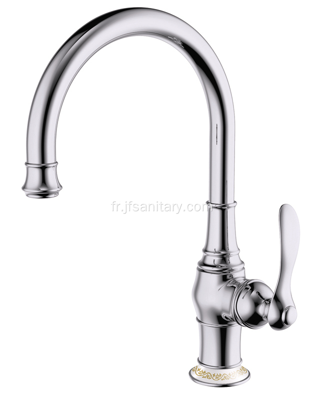 Robinet de lavabo de cuisine en cuivre simple trous chrome