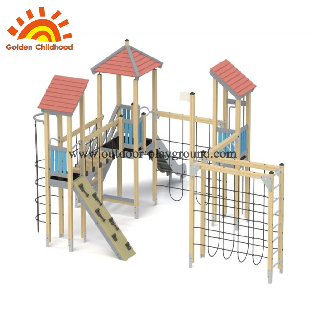 Hpl wooden climb playground net