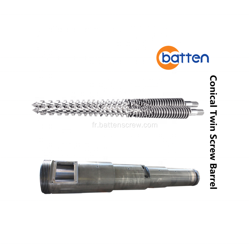 Vis et baril d'extrudeuse jumelle conique 65/132