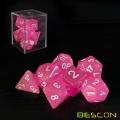 Bescon Intensive Glitter Dice 7pcs Set PINK PRINCESS, juego de dados de rol de novedad d4 d6 d8 d10 d12 d20 d%, paquete de caja de ladrillo