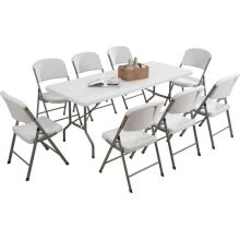 Table d&#39;extérieur en PEHD blanc pour 8 personnes