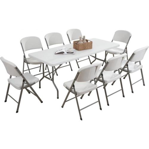 Table d&#39;extérieur en PEHD blanc pour 8 personnes