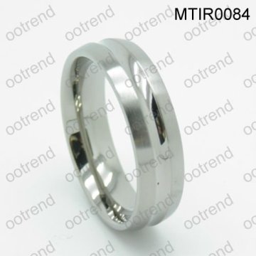 Brushed and grooved titanium rings for men