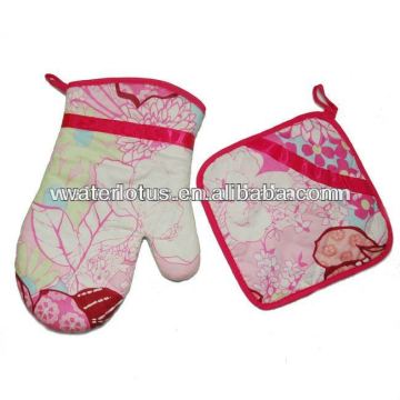 printing flower oven mitt /high quality double oven glove
