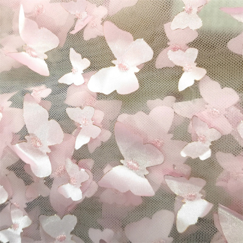 Tela de malla de malla bordada con flores de corte láser transpirable