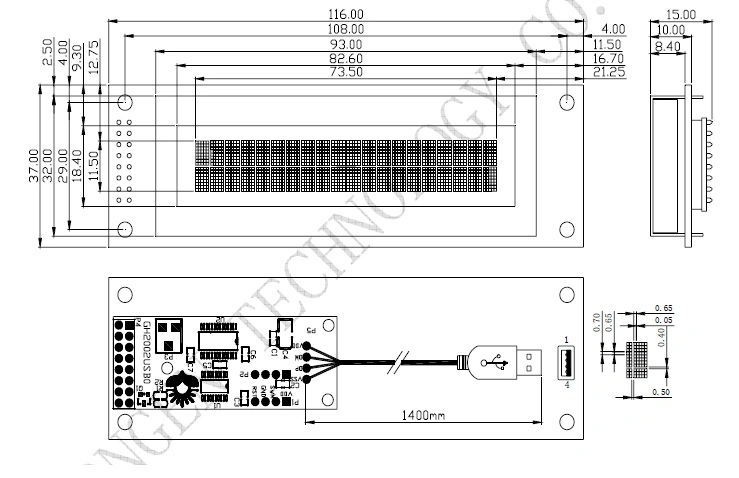 Stn 3.3 Inch 20*2 Resolution Stn Display for Electronic Organ