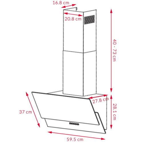 Extractor Hood Black Glass 90cm