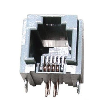 Modular PCB jack, 031-6P side entry, RJ11, round pin with metal pegs