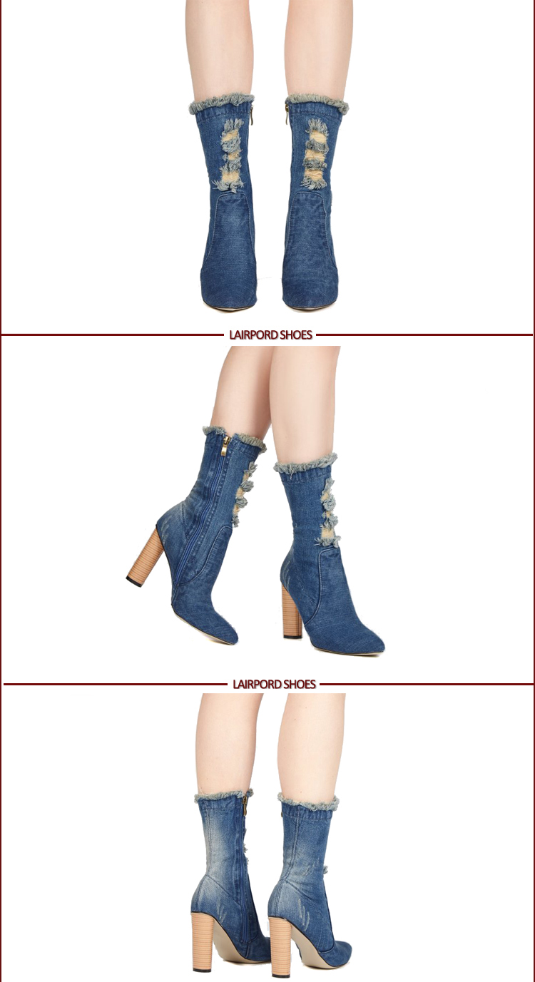 Denim Leather spring Boots 