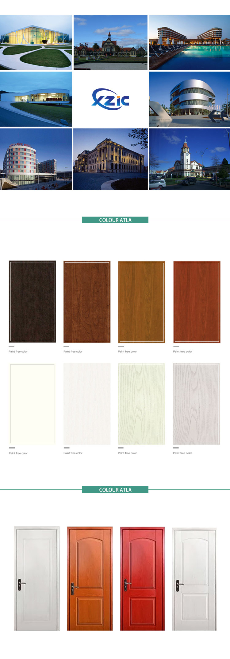 Melamine laminate skin finish Door with Wooden Frame and Architrave